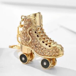Champagne and Gold Crystal Roller Skate Keychain Charm